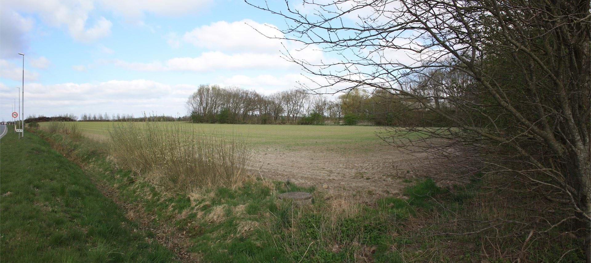 Panorama af lokalplanområdet set fra Tarphagevej / Guldagervej.